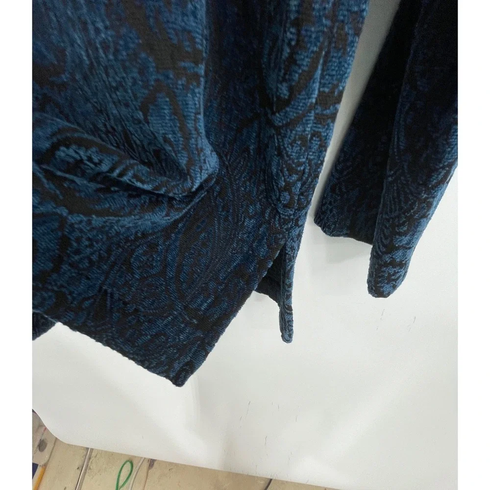 Sag Harbor Women 6P Jacket Blue Black Paisley Whimsigoth Button Front Chenille